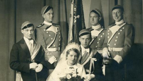 Zdjęcie ślubne korporacji Roma, 1938, fot. Archiwum UAM