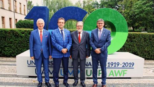 prof. Andrzej Lesicki - Rektor UAM, Prof. Jan Pikul - rektor UPP, prof. Andrzej Tykarski - rektor UMP prof. Dariusz Wieliński -rektor AWF