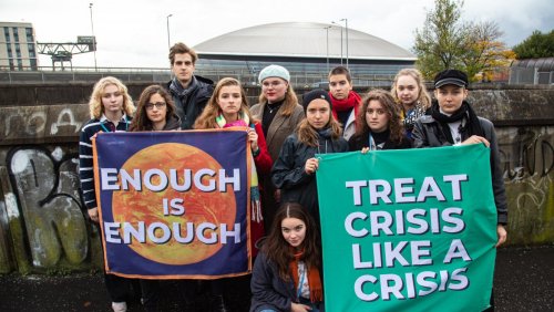 Katarzyna Niemier z polską aktywistyczną delegacją na COP26 w Glasgow, fot. Przemysław Stefaniak