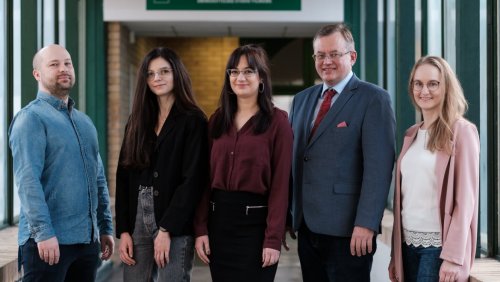 Od lewej: dr Michał Taube,  Karolina Rucińska,  Joanna Maksim,  prof. dr hab. Maciej Kozak, dr Daria Wojciechowska