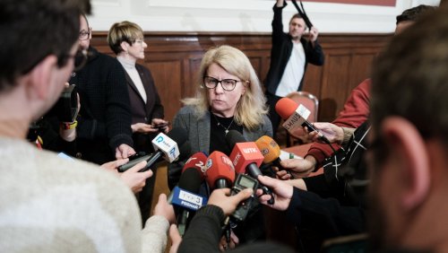 Rektor prof. Kaniewska na spotkaniu z dziennikarzami, fot. A. Wykrota