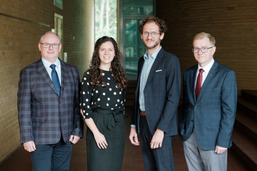 Prof. UAM Andrzej Wicher, dr Agnieszka Kruszwicka, prof. Michał Klichowski oraz prof. Roman Gołębiewski
